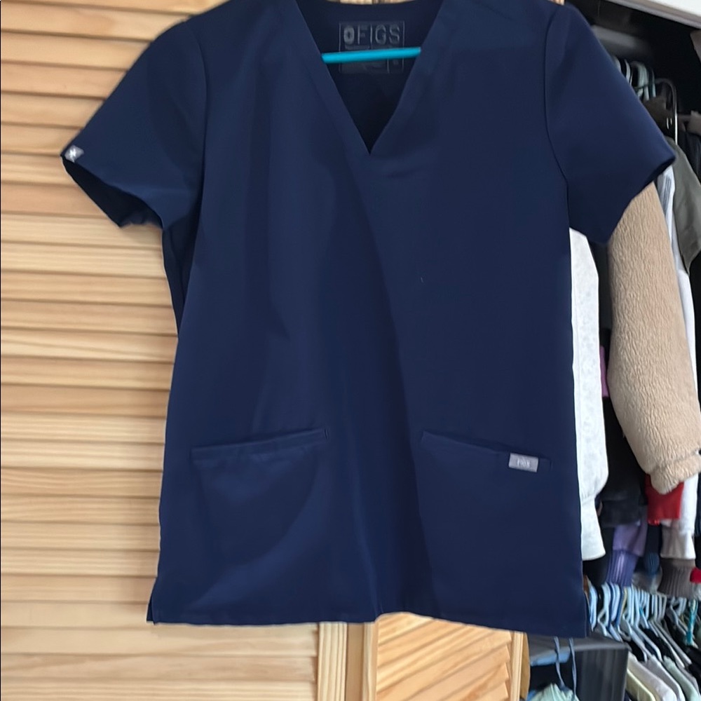 Figs Deep Blue V-Neck Scrub Top